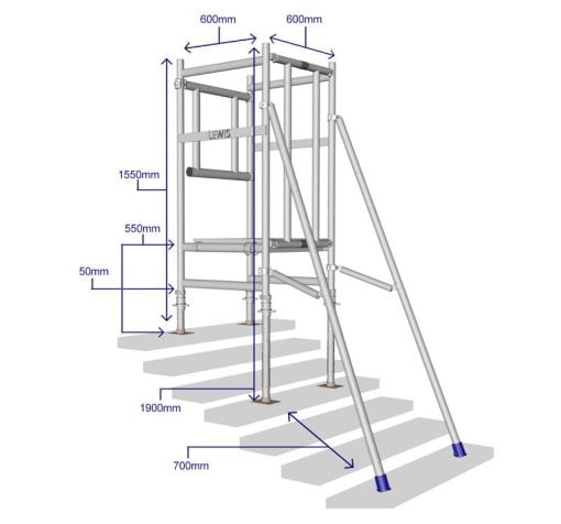 No-slip adjustable footplates secure the base of the tower, and with a platform length of 1800mm.