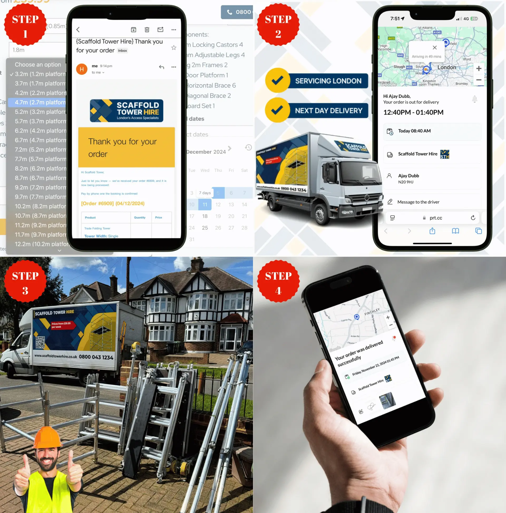 How It Works? 1 Customer selecting scaffold tower height and type on the Scaffold Tower Hire website